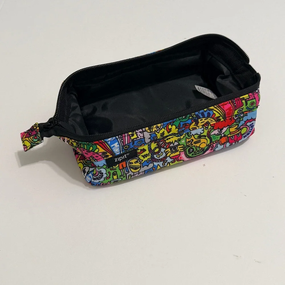 Zipit Unisex Pencil Box Doodle Monster Print One Size Multi Color School Case